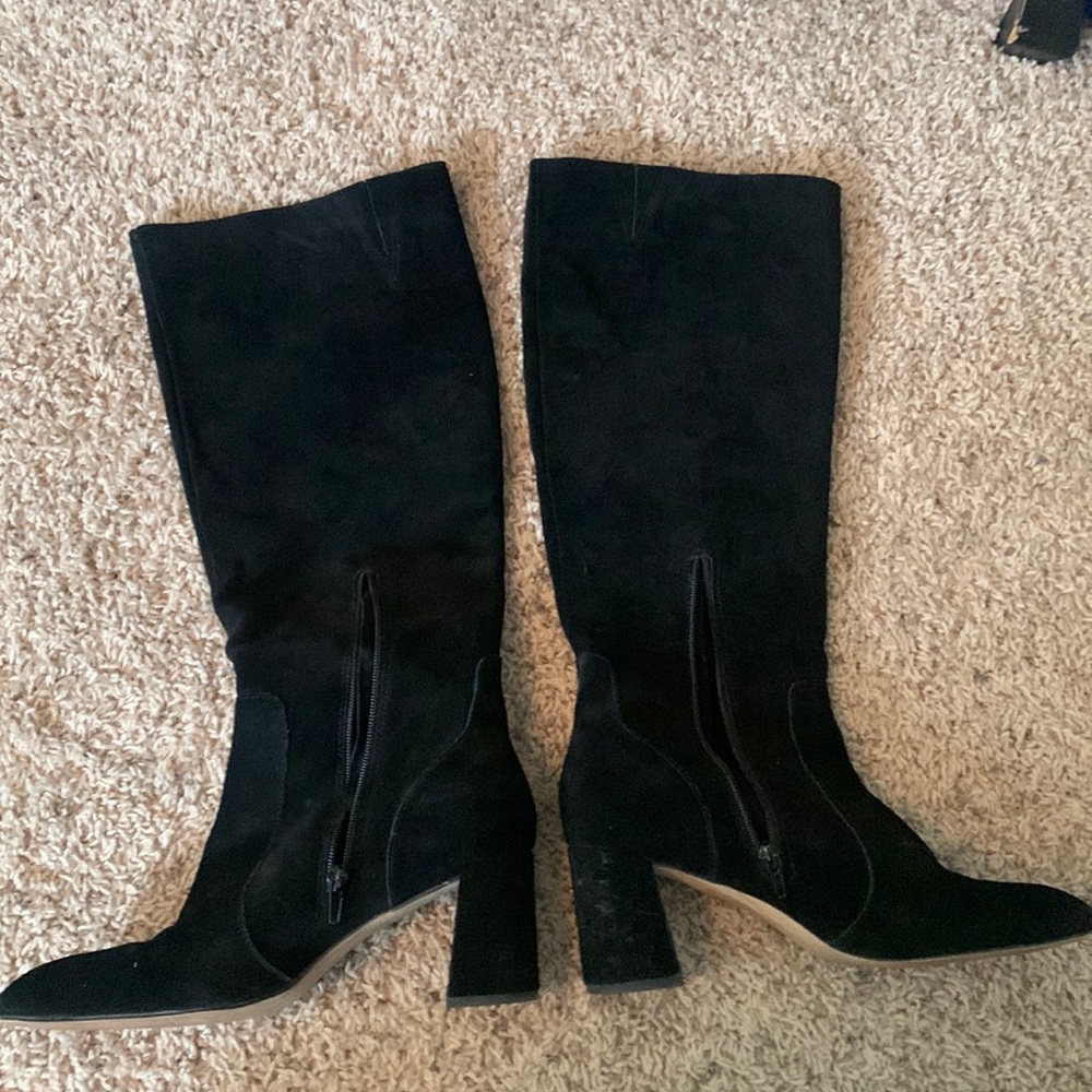 Black genuine suede boots